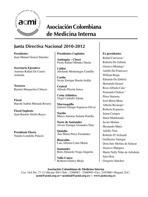 Junta Directiva Nacional 2010-2012 - Acta Médica Colombiana