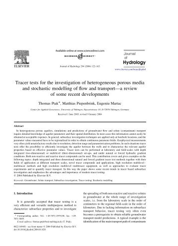 Tracer tests for the investigation of heterogeneous porous media ...