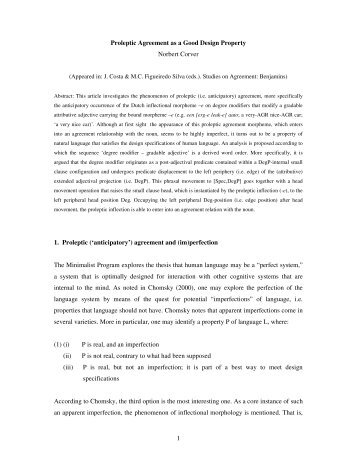 1 Proleptic Agreement as a Good Design Property Norbert Corver 1 ...