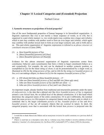 Chapter 11 Lexical Categories and (Extended ... - Norbert Corver