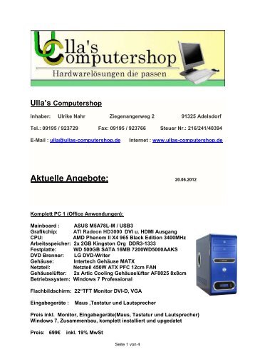 Aktuelle Angebote - Ullas Computershop