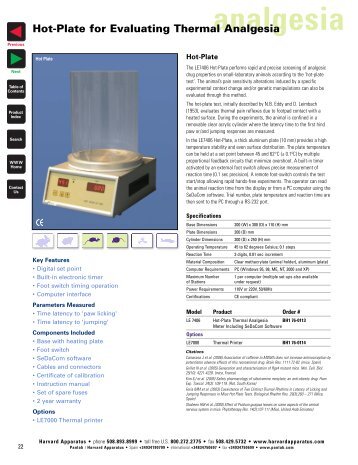 Hot-Plate for Evaluating Thermal Analgesia - Harvard Apparatus