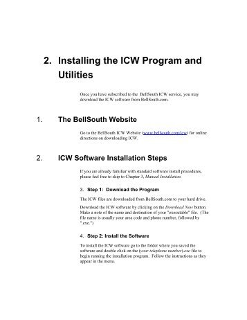 2. Installing the ICW Program and Utilities