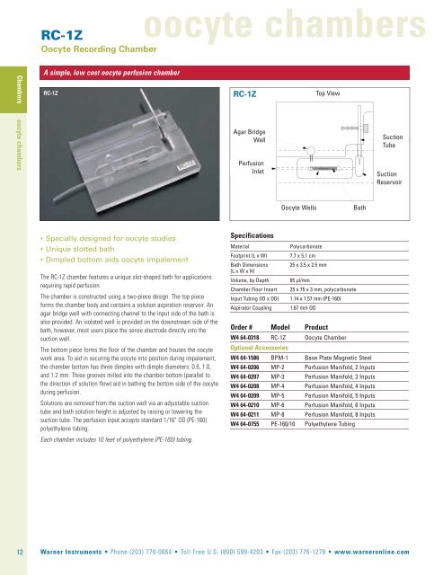 Electrophysiology & Cell Biology Catalog - Harvard Apparatus