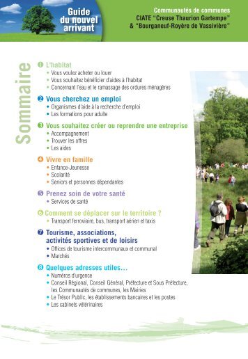 Guide du nouvel arrivant - Communauté de Communes Bourganeuf ...