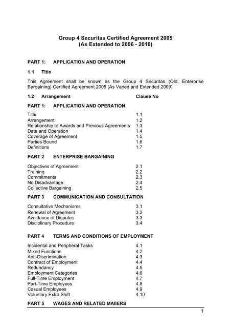 Group 4 Securitas Certified Agreement 2005 - Fair Work Australia Group 4 Securitas Certified Agreement 2005 - Fair Work Australia