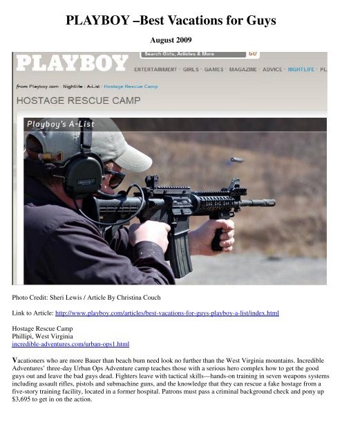 Playboy A-List Best Vacations For Guys - Incredible Adventures