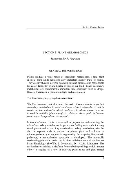 SECTION 3 FUNGAL GENETICS AND PLANT METABOLOMICS