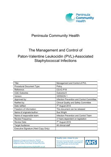 The Management and Control of Paton-Valentine Leukocidin (PVL ...