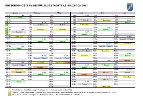 Abfallkalender 2013 neu.xlsx - Stadt Sulzbach/Saar