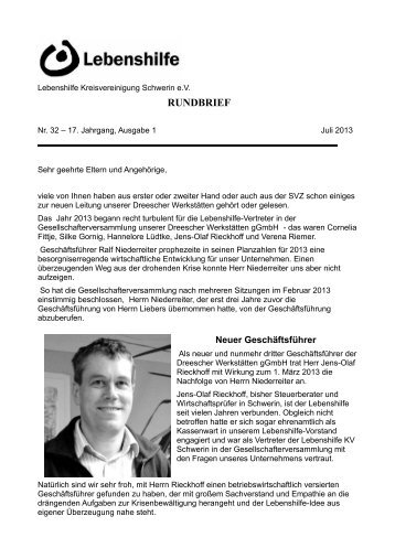 Rundbrief 32 Juni 2013 - Lebenshilfe Schwerin eV