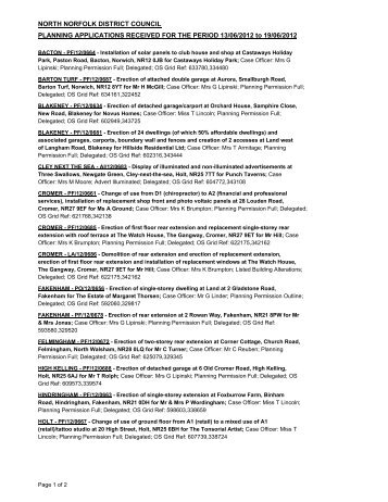 NORTH NORFOLK DISTRICT COUNCIL PLANNING ...