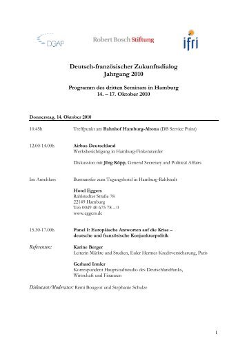 Seminarprogramm - Deutsch-FranzÃ¶sischer Zukunftsdialog