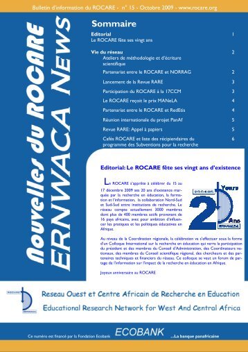 "Nouvelles du ROCARE" NÂ° 15 - ERNWACA