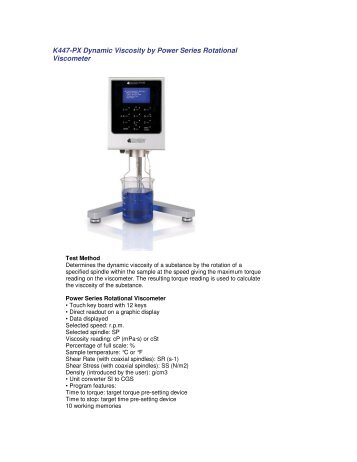 K447-PX Dynamic Viscosity by Power Series Rotational ... - Labequip