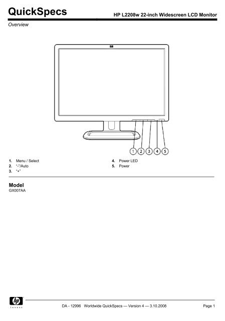 HP L2208w 22-inch Widescreen LCD Monitor - Bulcom2000.com