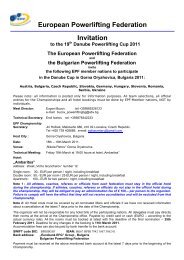 European Powerlifting Federation Invitation to the 19