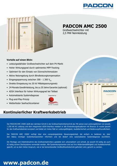 Kontinuierlicher Kraftwerksbetrieb www.padcon.de ... - Belectric