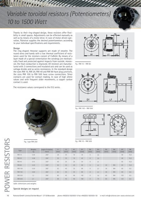 Product Catalogue Power Resistors - Ruhstrat GmbH