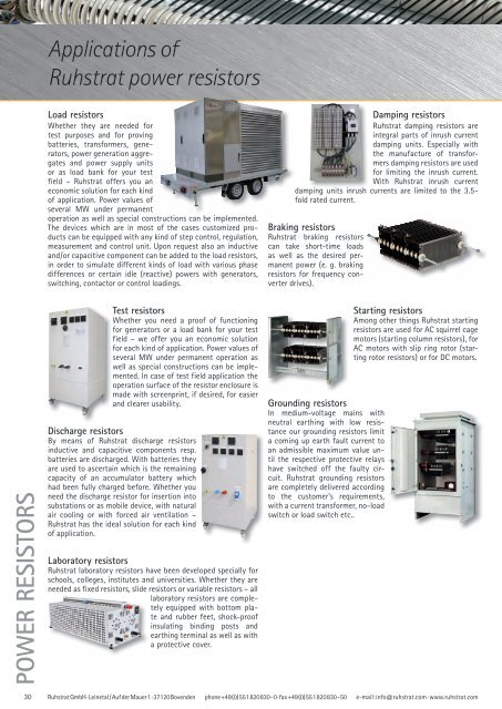 Product Catalogue Power Resistors - Ruhstrat GmbH