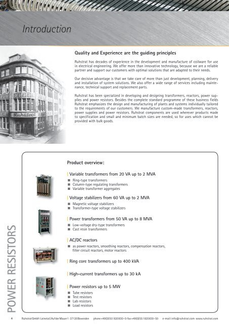 Product Catalogue Power Resistors - Ruhstrat GmbH