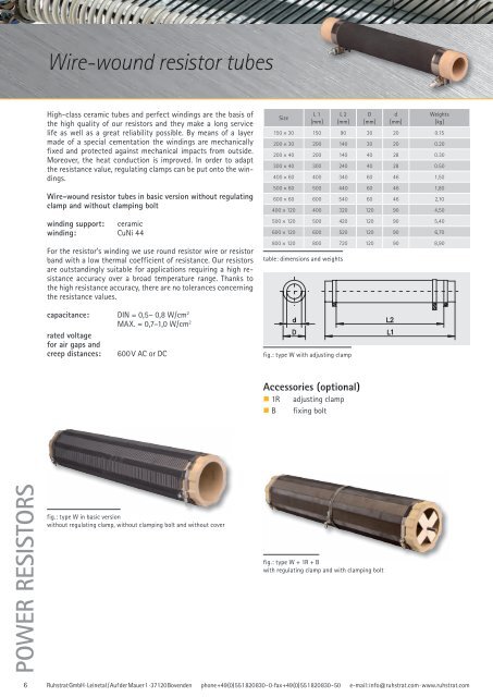 Product Catalogue Power Resistors - Ruhstrat GmbH