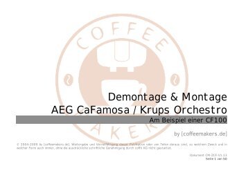Demontage & Montage AEG CaFamosa / Krups ... - Coffeemakers.de
