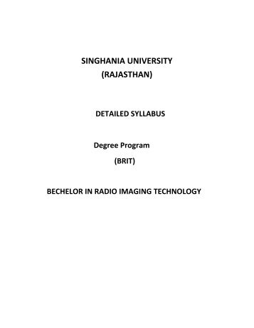 Syllabus of Radio Imaging Technology - Singhania University