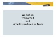 Workshop: Teamarbeit und Arbeitsstrukturen im Team