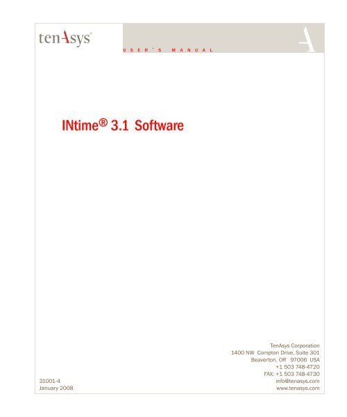 INtimeÂ® 3.1 Software - tenAsys