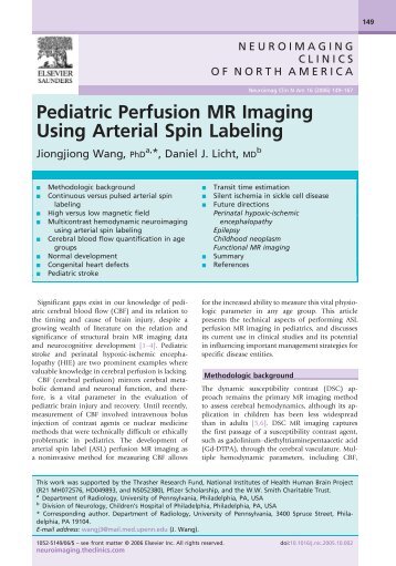 Pediatric Perfusion MR Imaging Using Arterial Spin Labeling