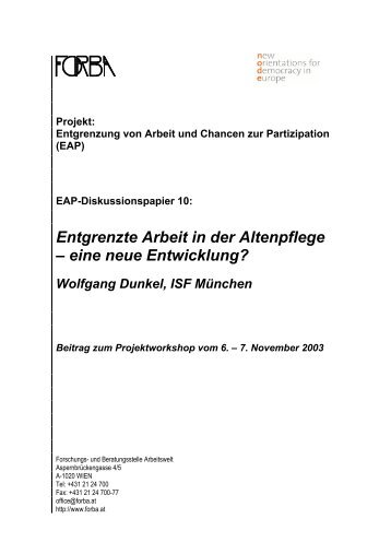 Entgrenzte Arbeit in der Altenpflege - eine neue Entwicklung? - node