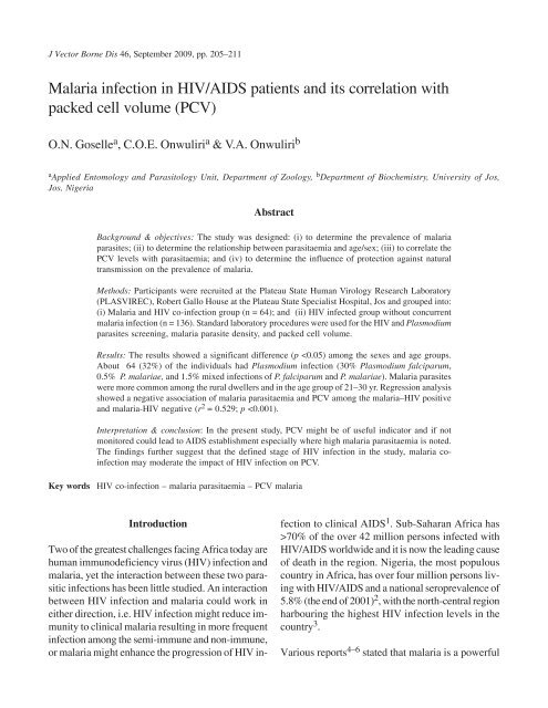 Malaria infection in HIV/AIDS patients and its correlation with
