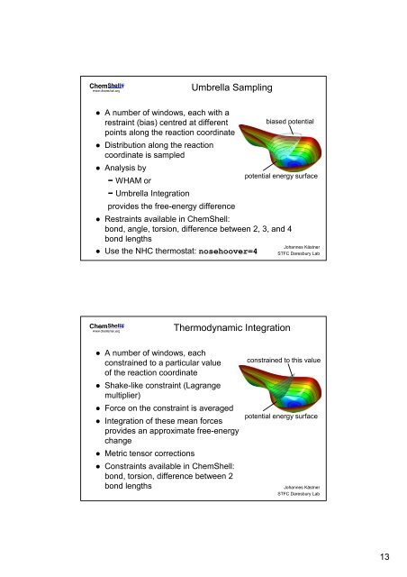 Dynamics and geometry optimization with ChemShell