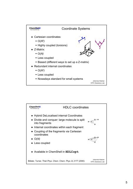 Dynamics and geometry optimization with ChemShell