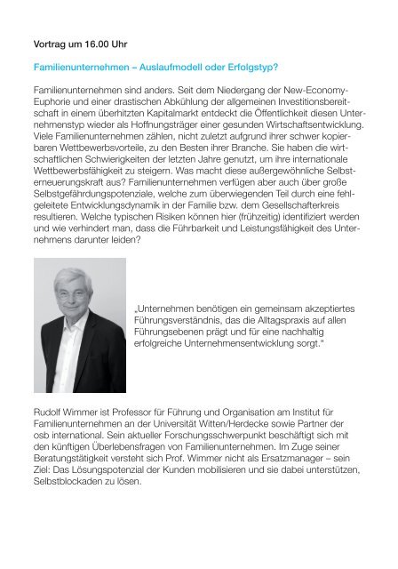 Programm - Dr. Wieselhuber & Partner GmbH Unternehmensberatung