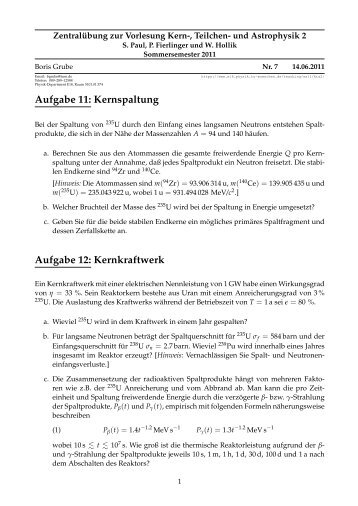 Blatt 7 - Physik-Department E18 - TUM