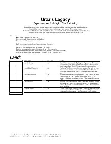 Magic Urza's Legacy Card List - Crystal Keep