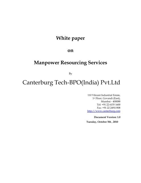 White paper on Manpower Resourcing Services - Osource India