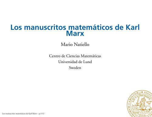 Los manuscritos matemÃ¡ticos de Karl Marx