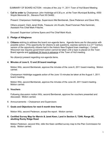 Board Minutes - July 11, 2011 - Town of Hull