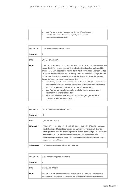 Deel 3a: certificate policy Overheid, Bedrijven en Organisaties - Logius