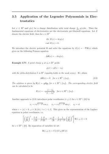 3.5 Application of the Legendre Polynomials in Elec- trostatics