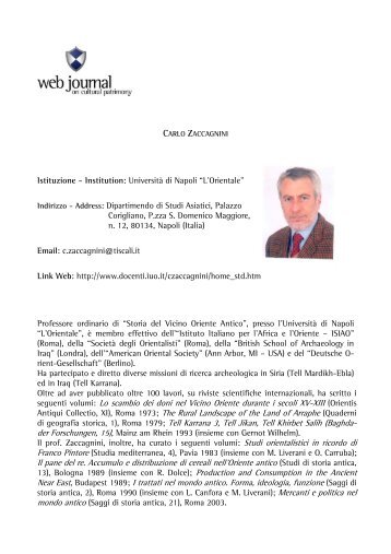 Carlo ZACCAGNINI - web journal