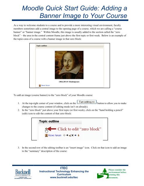 Moodle Quick Start Guide Adding A Banner Image To Your Course