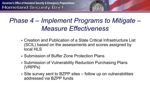Louisiana State Critical Infrastructure Protection Program (CIPP)