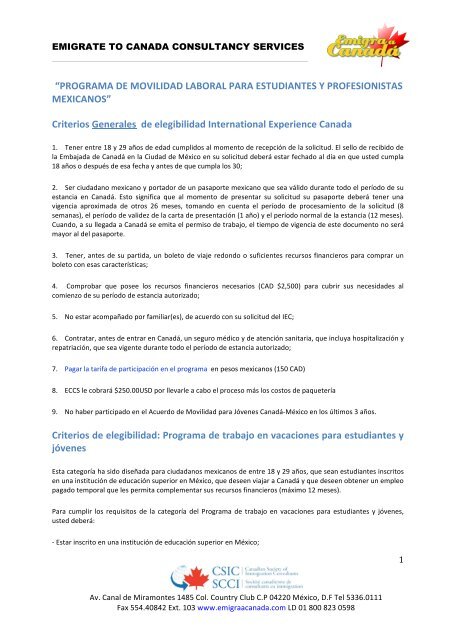 Criterios de elegibilidad.pdf - Emigra a CanadÃ¡