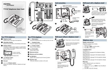 Nortel â T7316 Telephone User Card