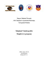 Talajtani Vándorgyűlés Meghívó és program - Nyíregyházi Főiskola ...