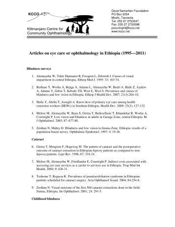 List of Articles on Eye Care in Ethiopia - The Kilimanjaro Centre for ...